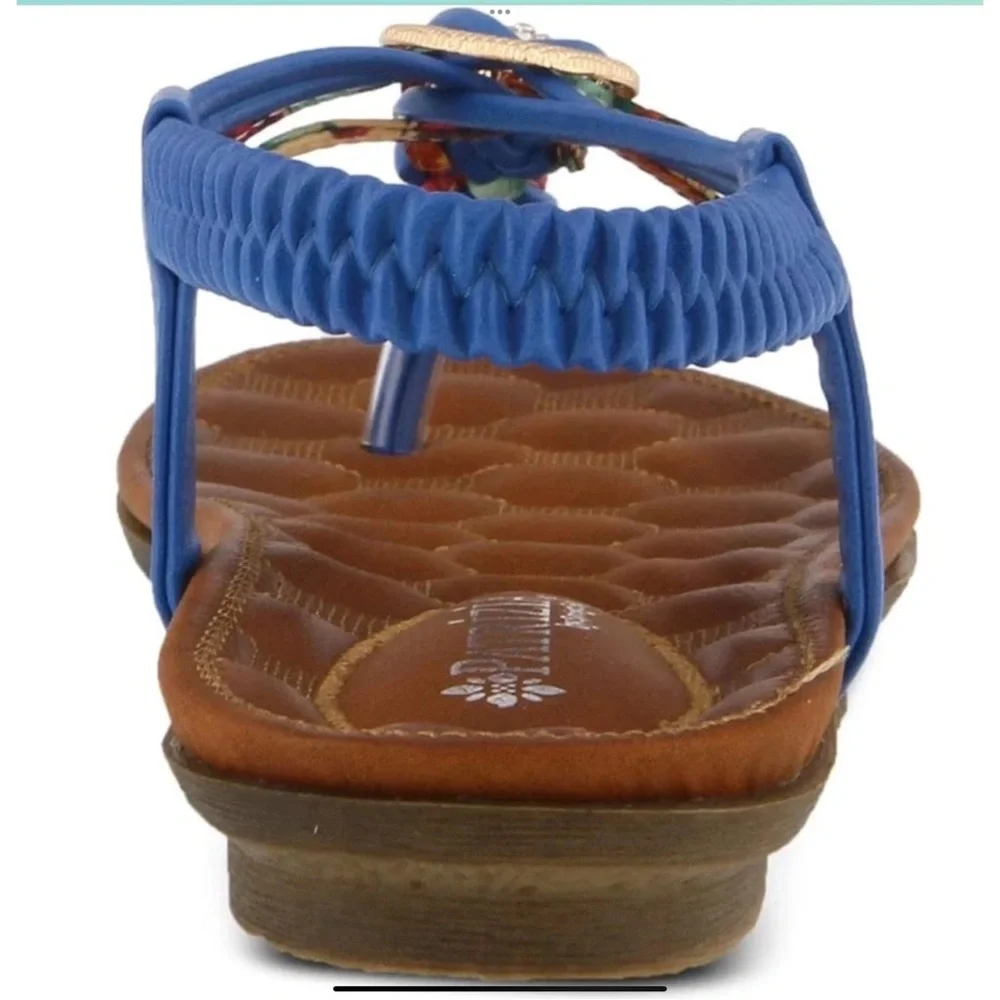 Patrizia Gadelina Blue with multicolored straps and faux diamond bead accents - Picture 12 of 16